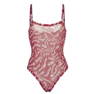 Skims Summer Mesh Strappy Bodysuit |Color: Raspberry Swirl| LIMITED EDITION|NEW!